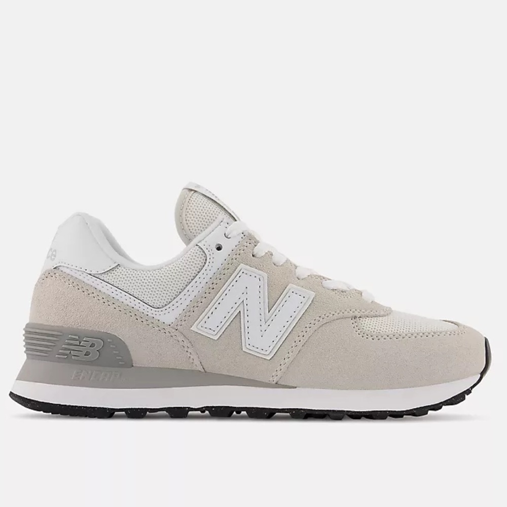 New Balance 574 Cream and Gray Sneakers